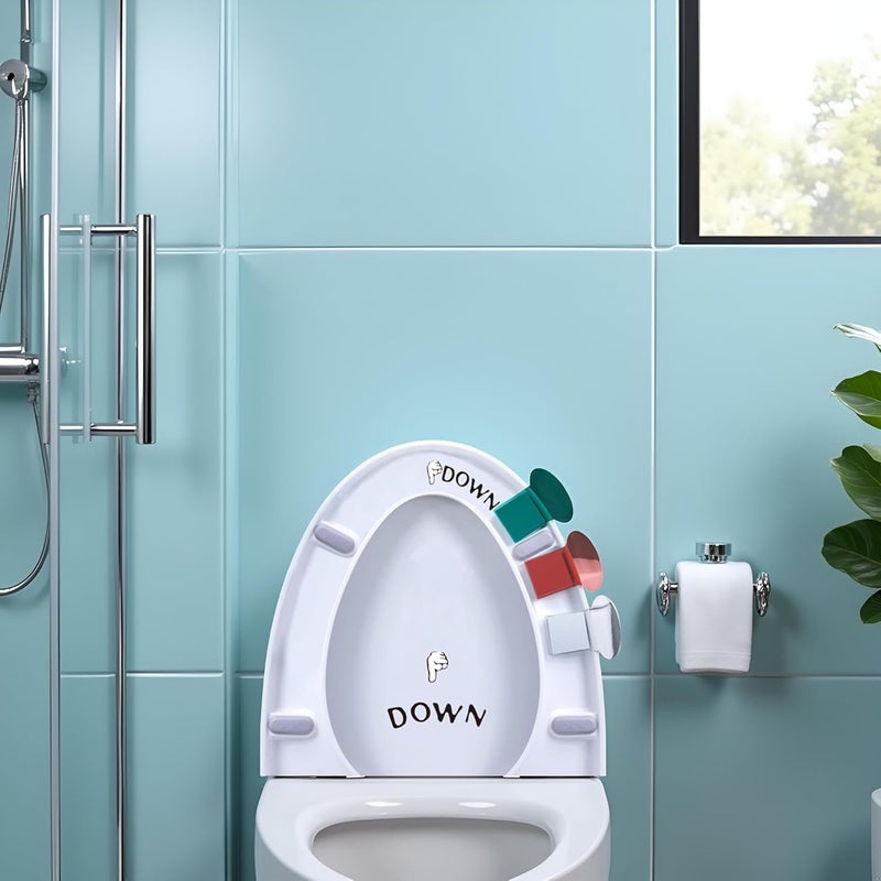 Bwexxt 3Pcs Toilet Seat Lifter with 1Pc Toilet Seat Stickers Decals, Holder Lift Tools Bathroom for Home,Hotel,Office,Restaurant, Public, Lid Decals Convenient Set: Accessories - Image 3